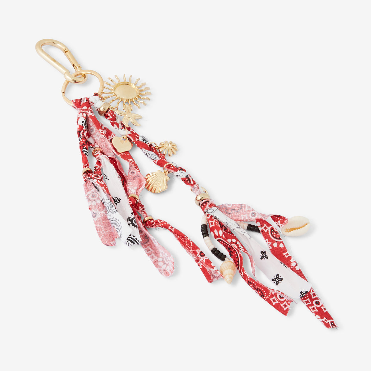 Porte-clés bandana rose et charms