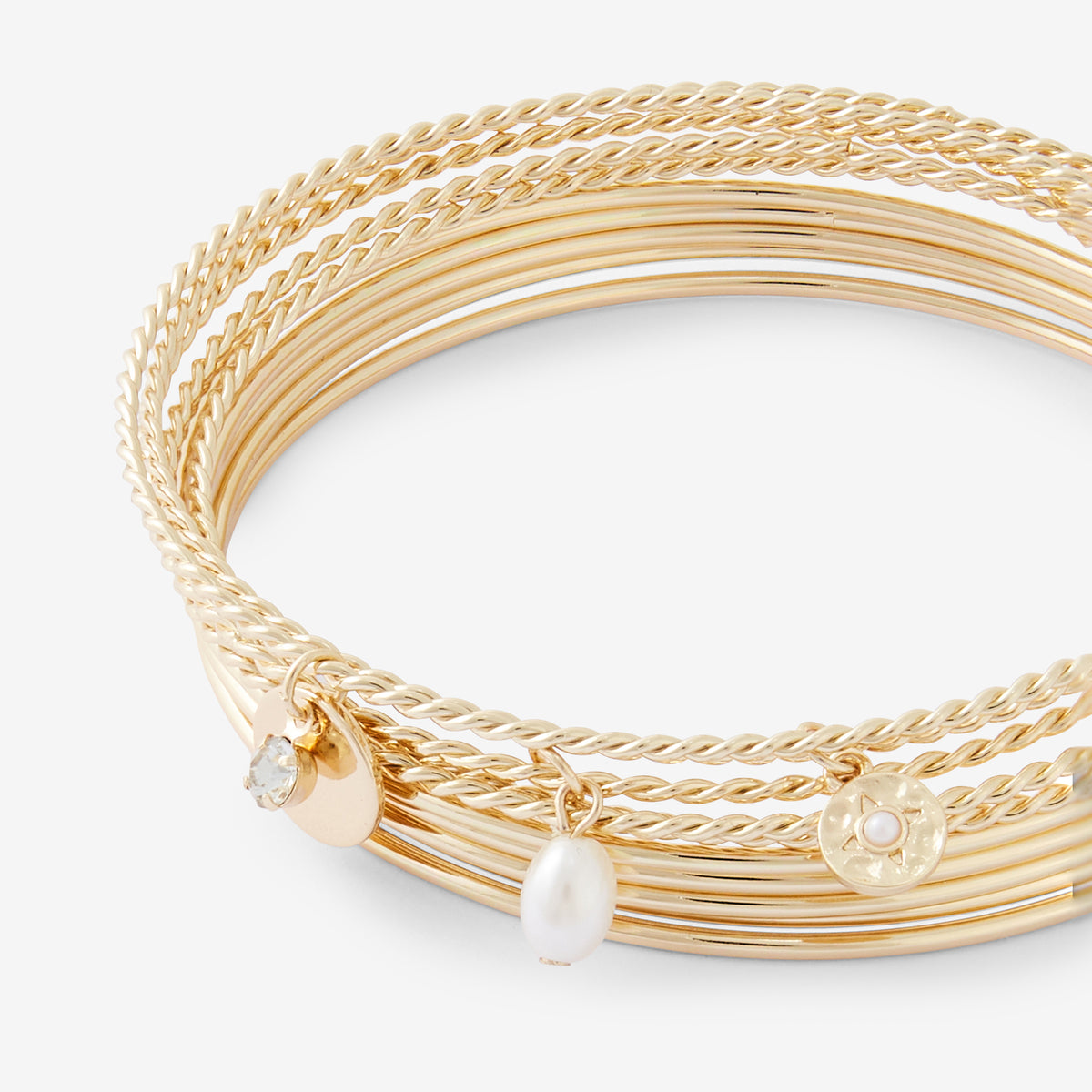 Set de 10 bracelets fins dorés avec charms