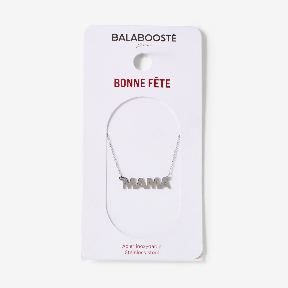 Collier MAMA acier inoxydable argenté