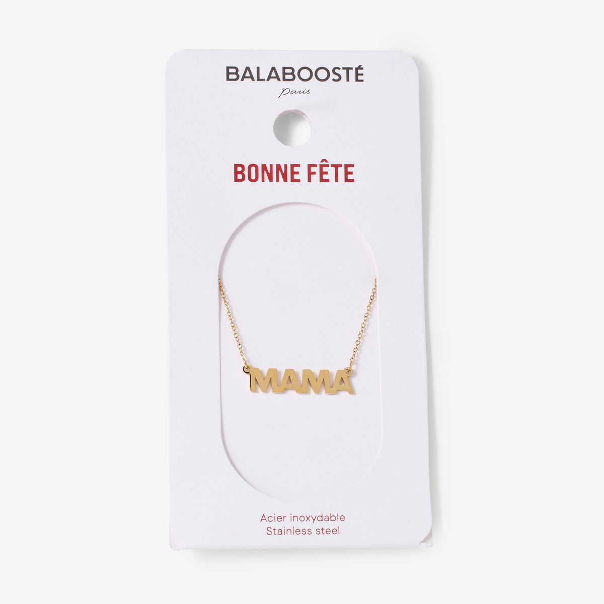 Collier MAMA acier inoxydable doré