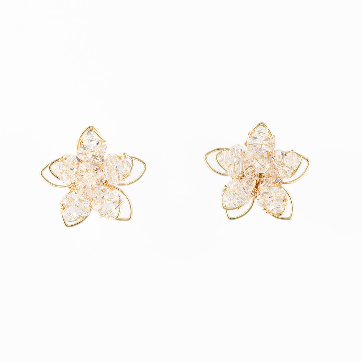 Boucles d'oreilles fleur perles facettées