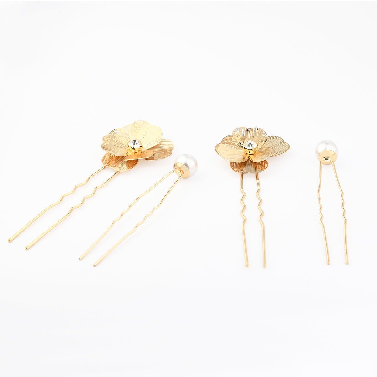 Set de 4 pinces fleurs strassées et perles