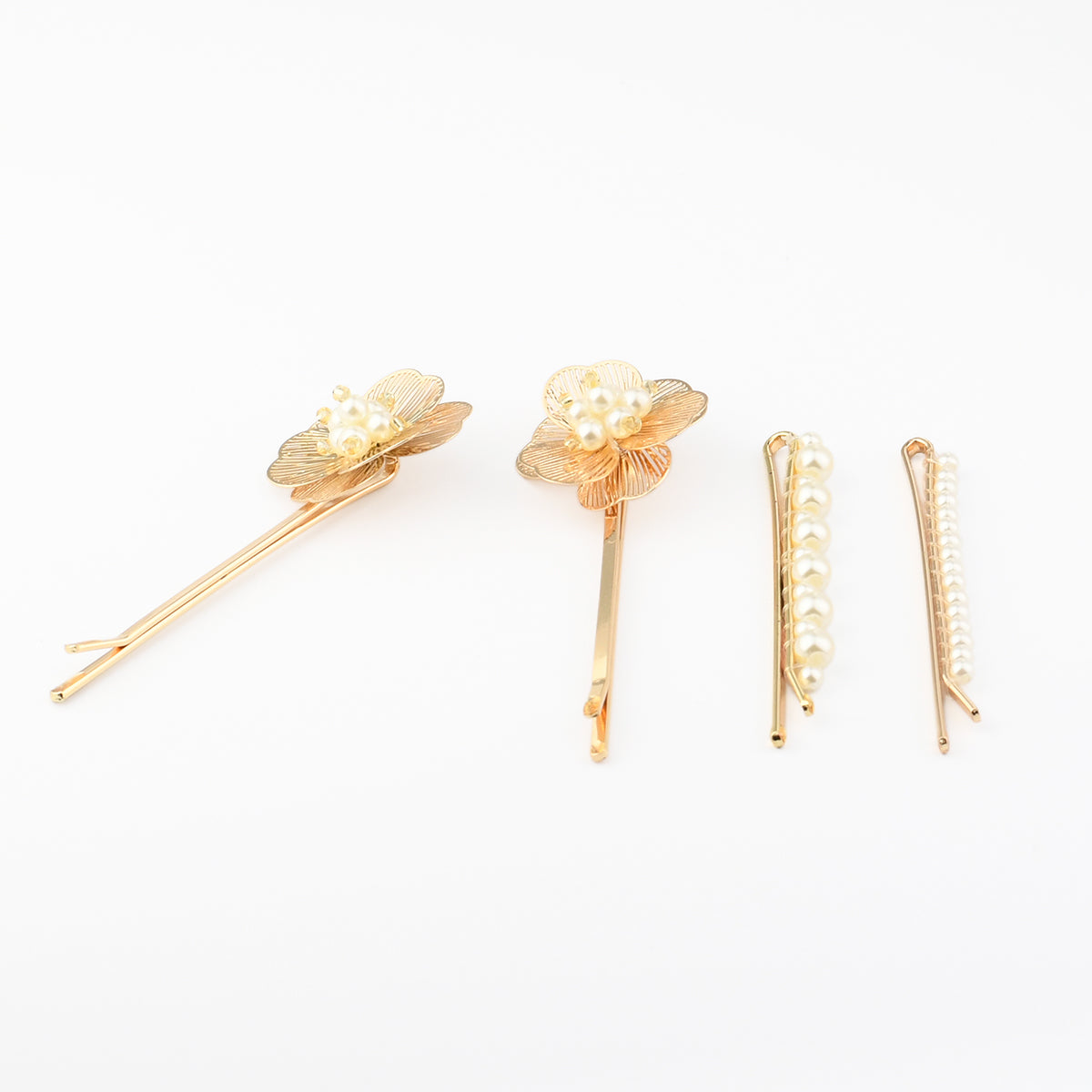 Set de 4 pinces fleurs et perles