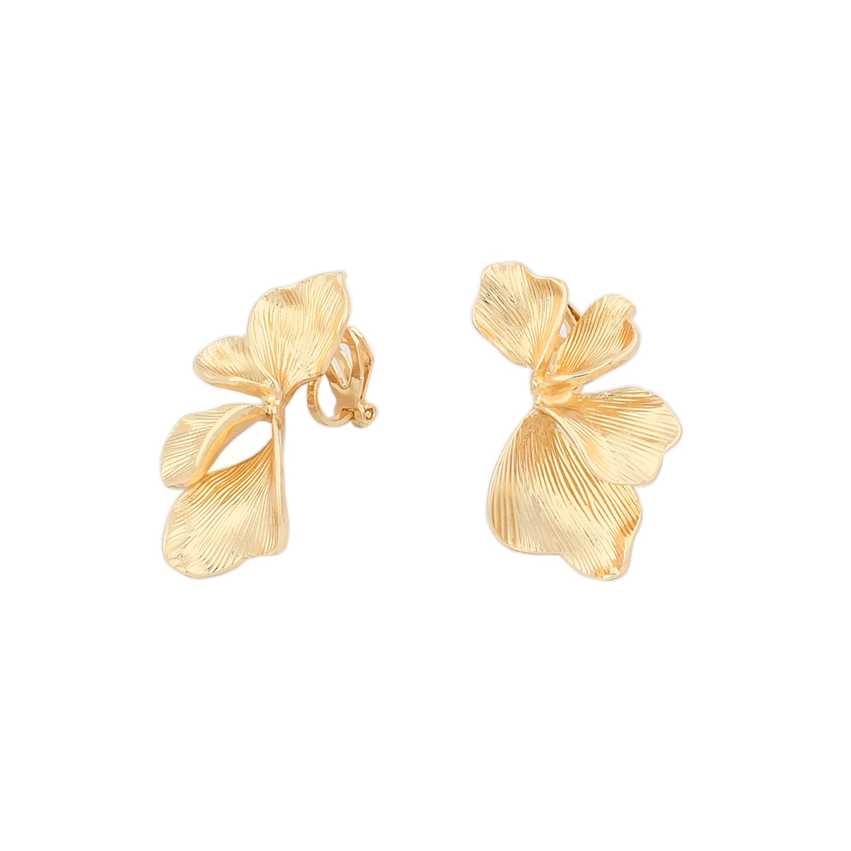 Boucles d'oreilles clip - demi feuilles dorées