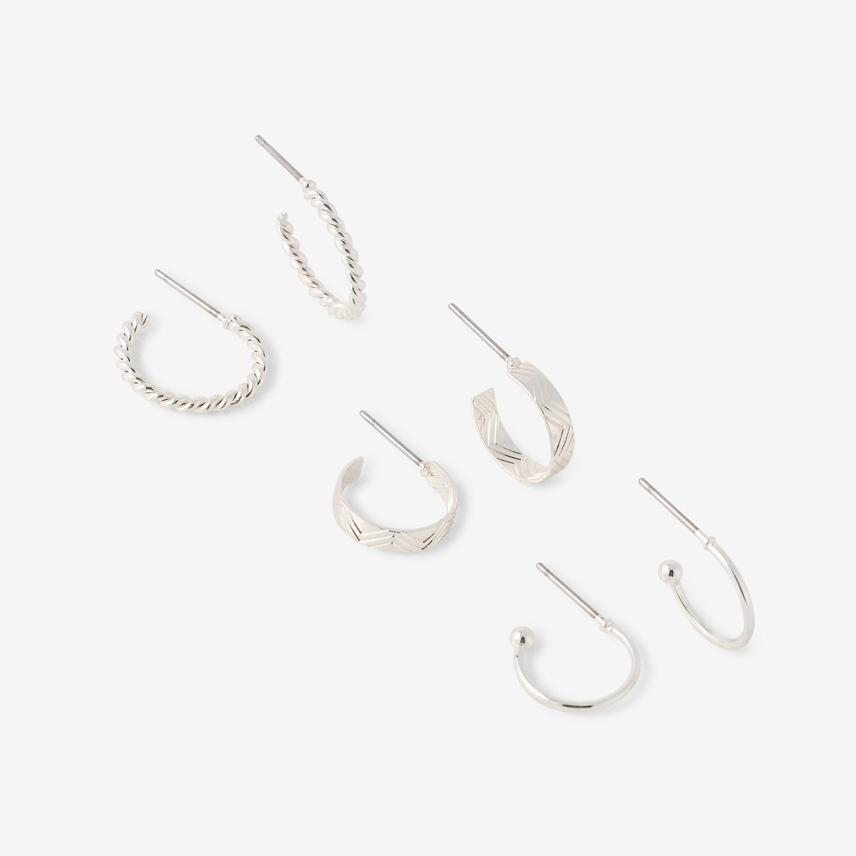 Set de 3 mini-créoles argentées