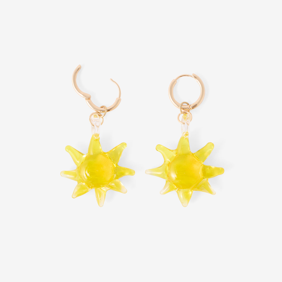 Boucles d'oreilles pendentif soleil jaune
