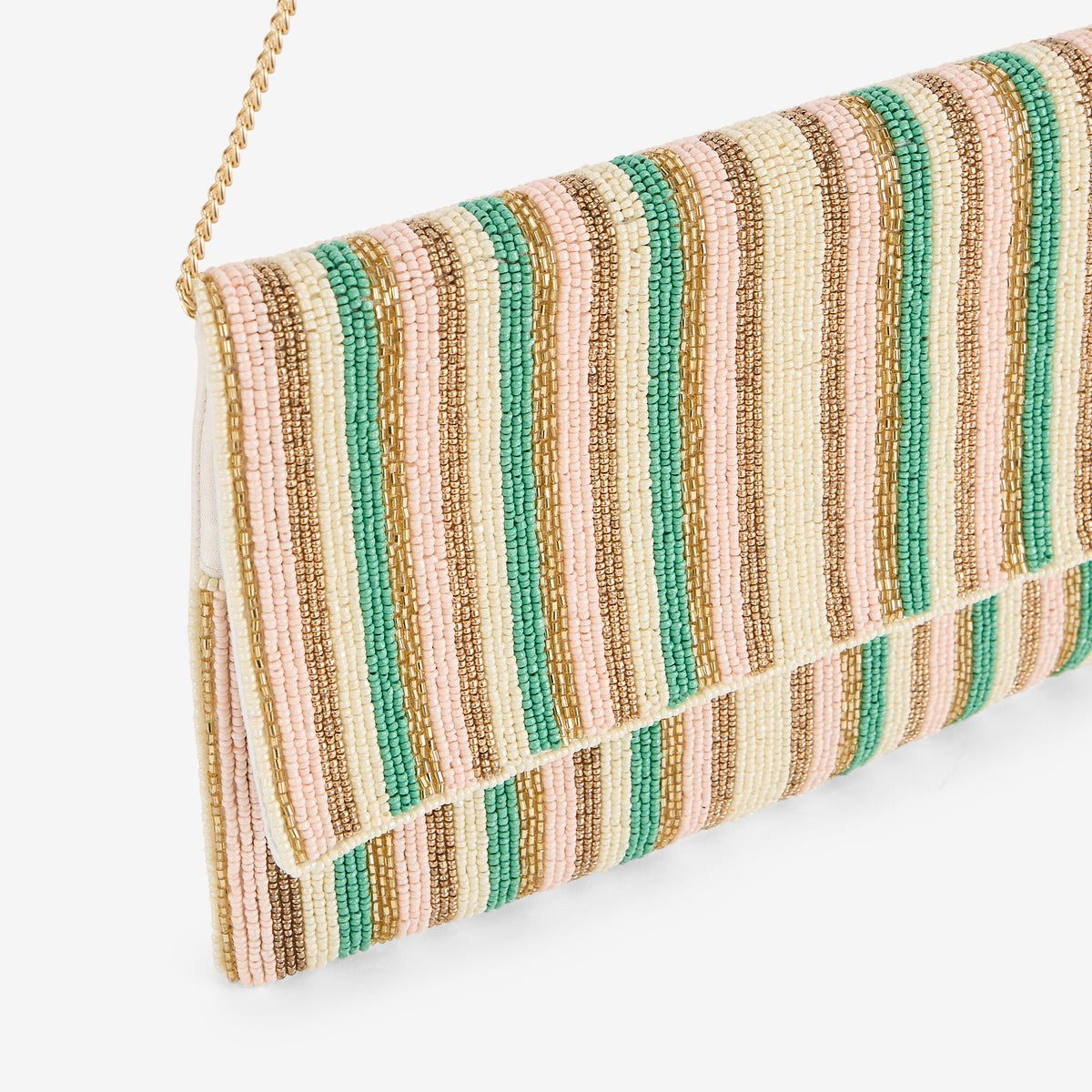 Pochette à rayures perlées
