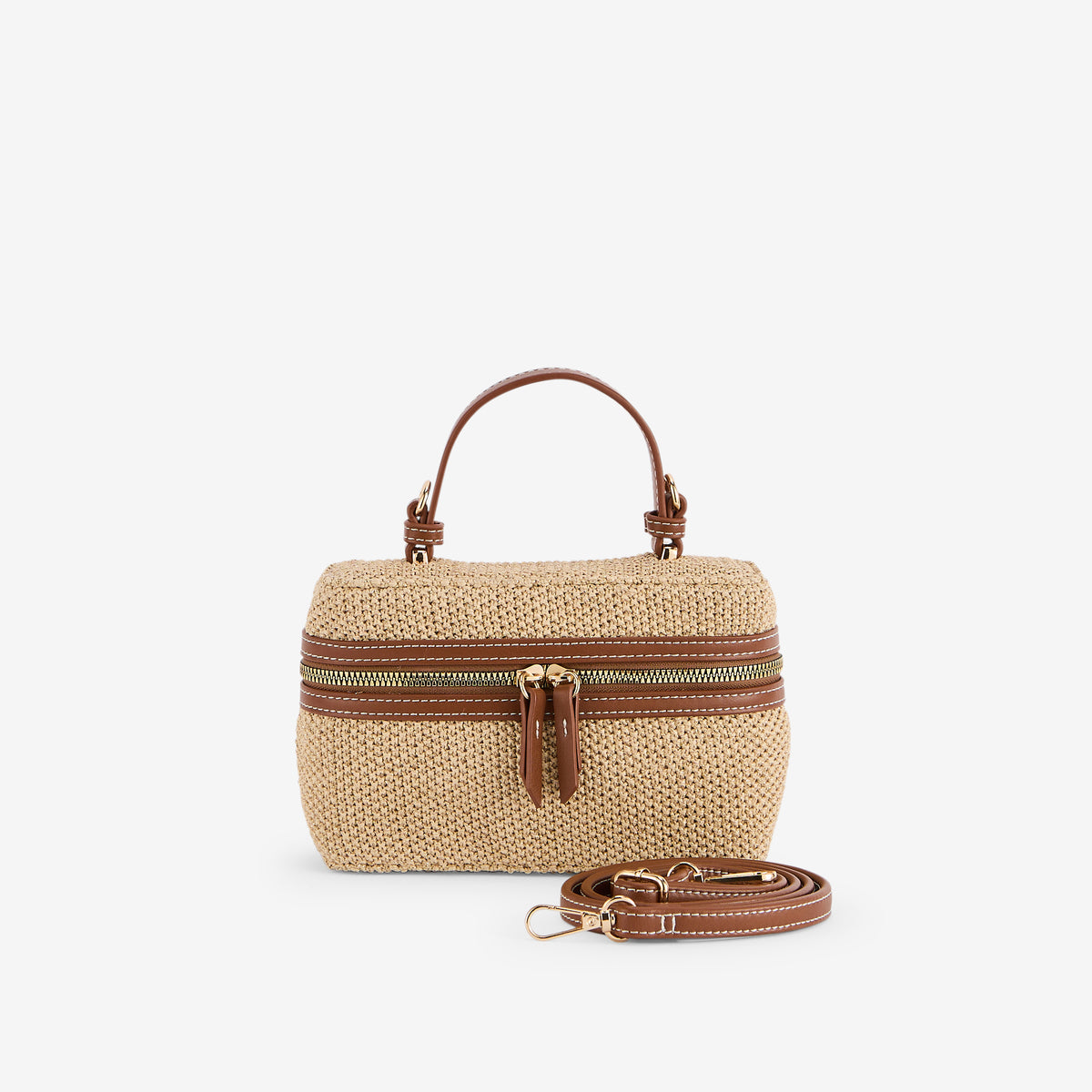 Vanity bi-matière beige et camel