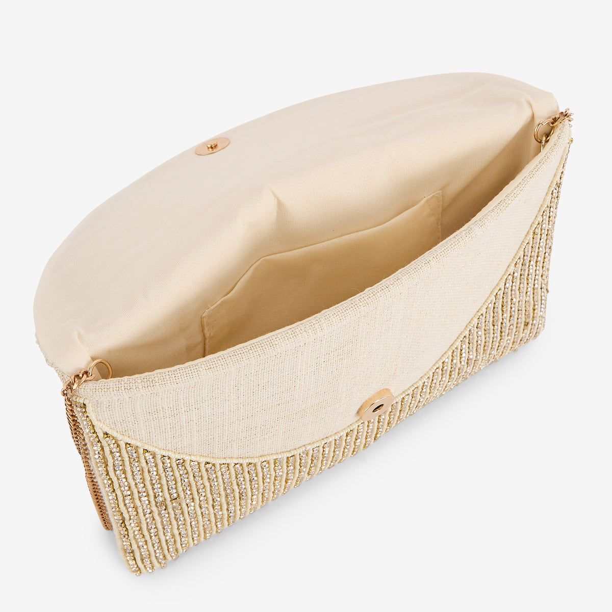 Pochette strassée dorée