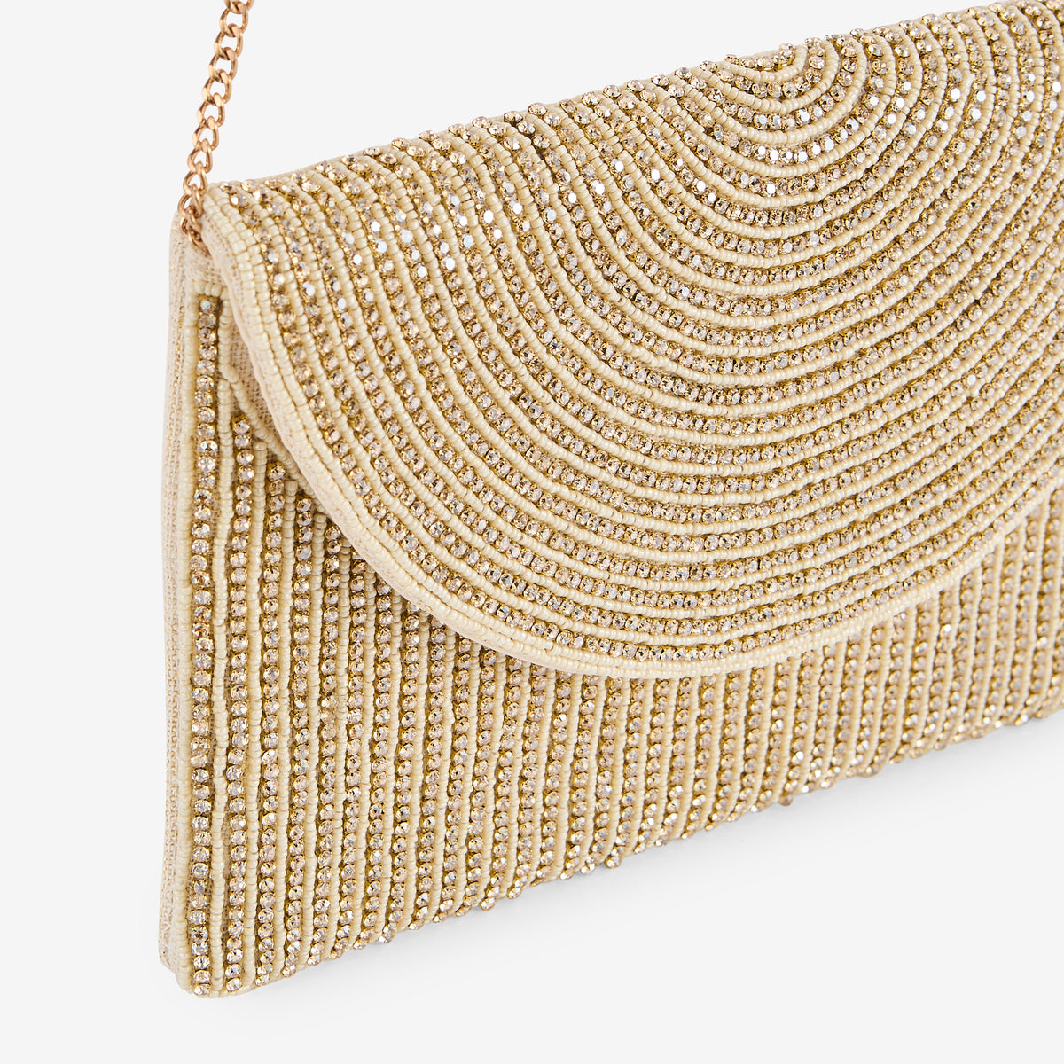 Pochette strassée dorée