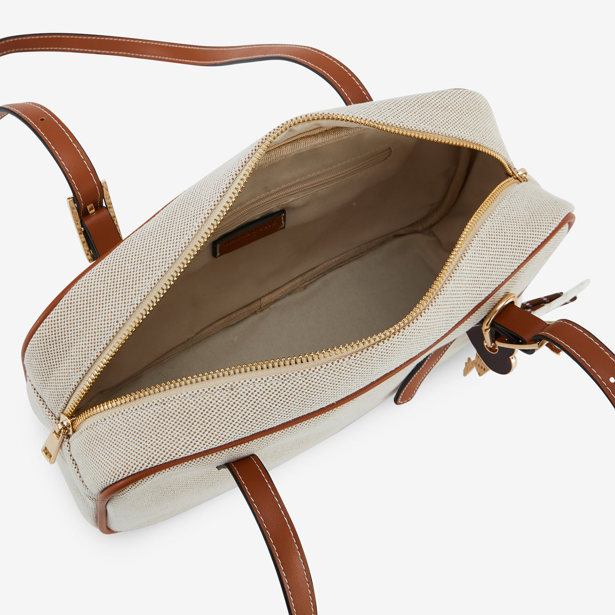 Sac bowling écru et camel