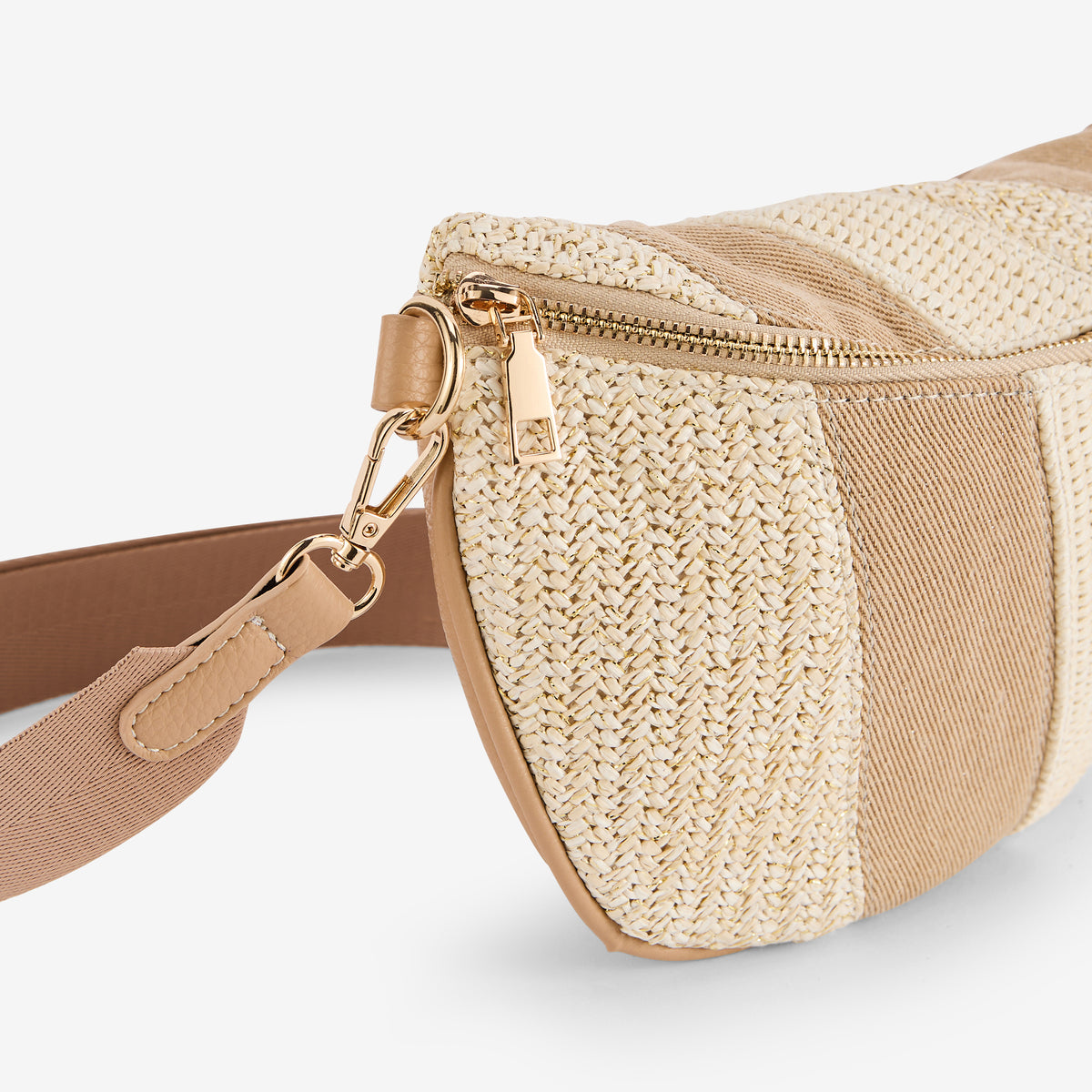 Sac banane patchwork beige