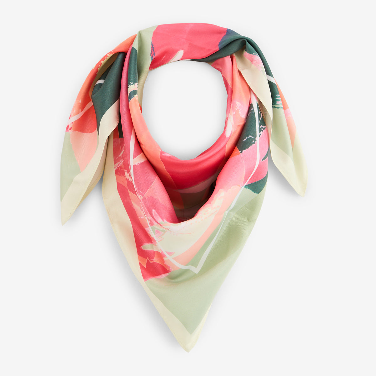 Foulard carré rose et vert