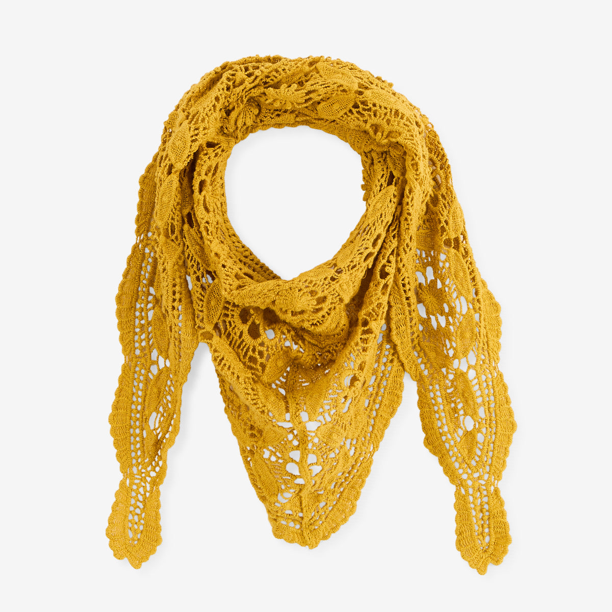 Foulard triangle en dentelle jaune