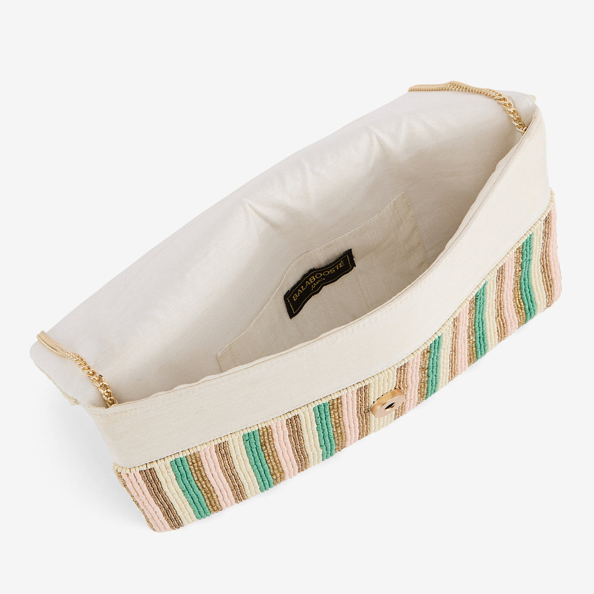 Pochette à rayures perlées