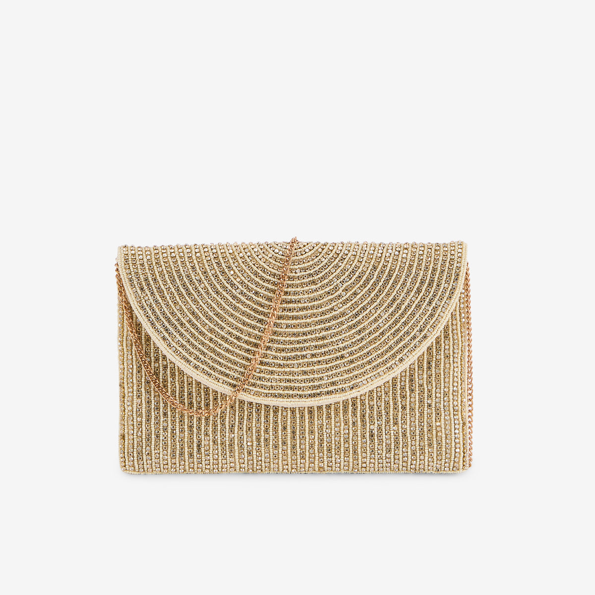 Pochette strassée dorée