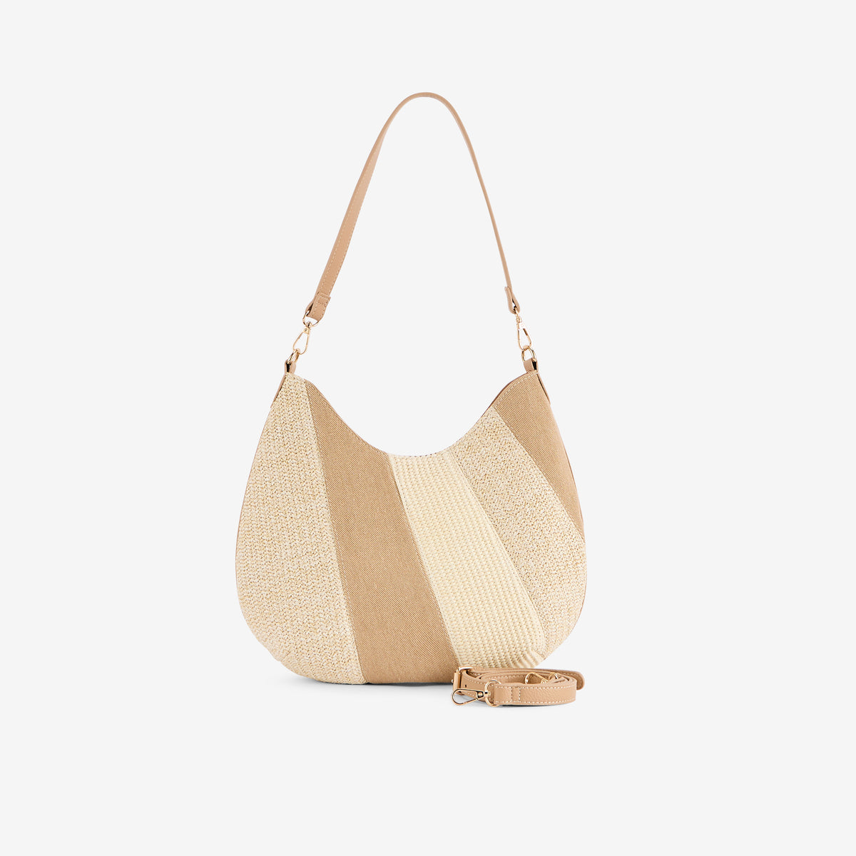 Sac épaule patchwork beige