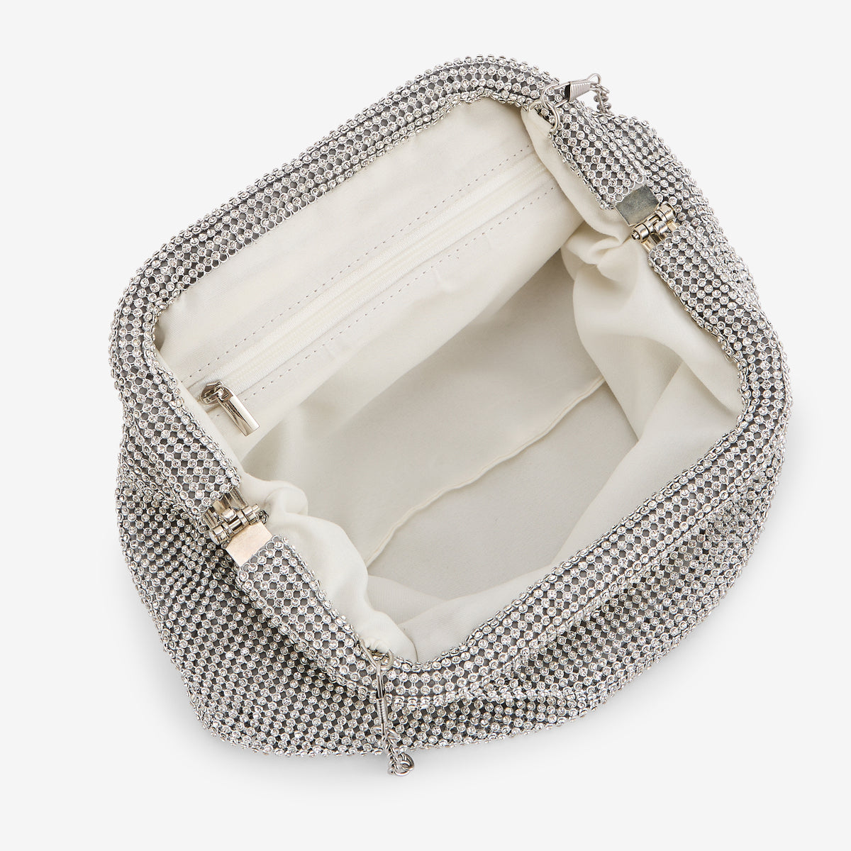 Pochette frame strassée argentée