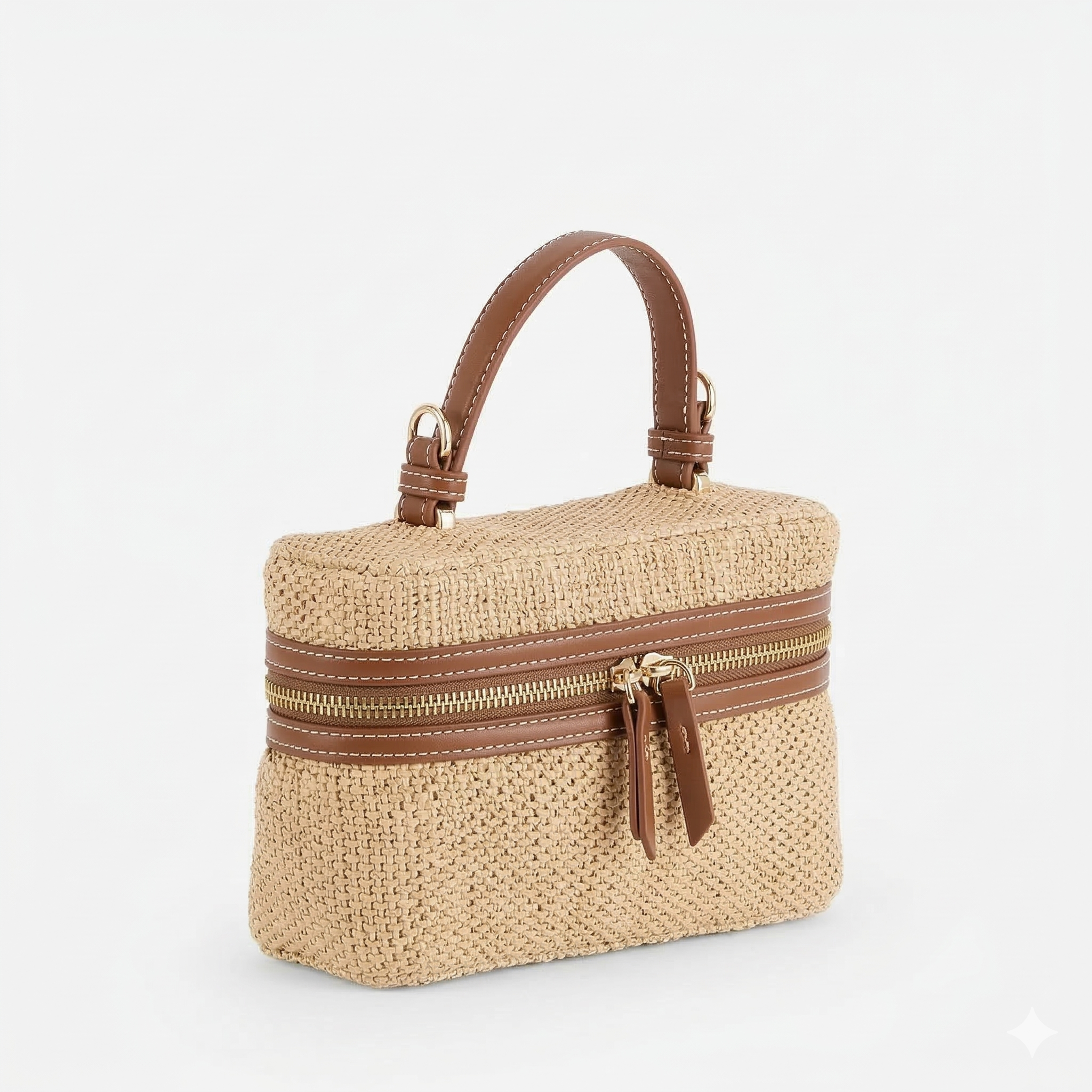 Vanity bi-matière beige et camel