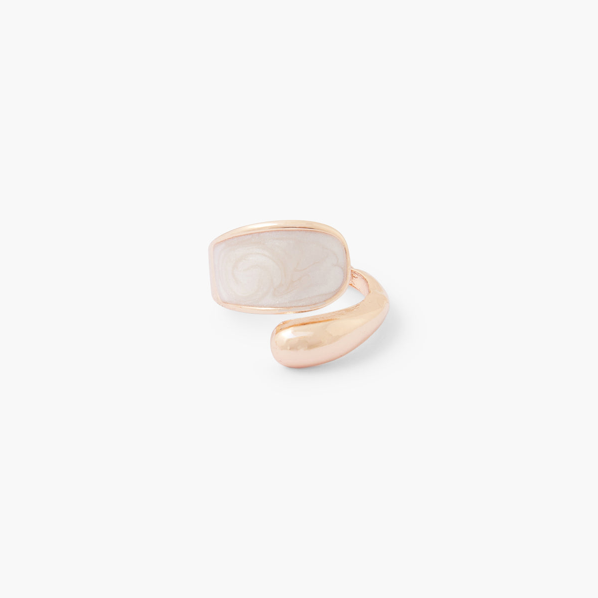 Bague ouverte blanche et dorée