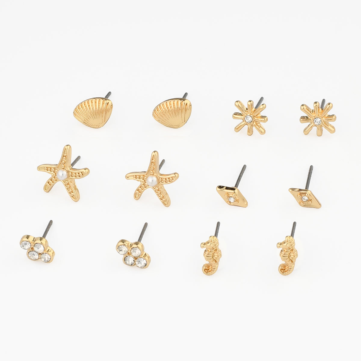Set x6 paires de puces d'oreilles mer
