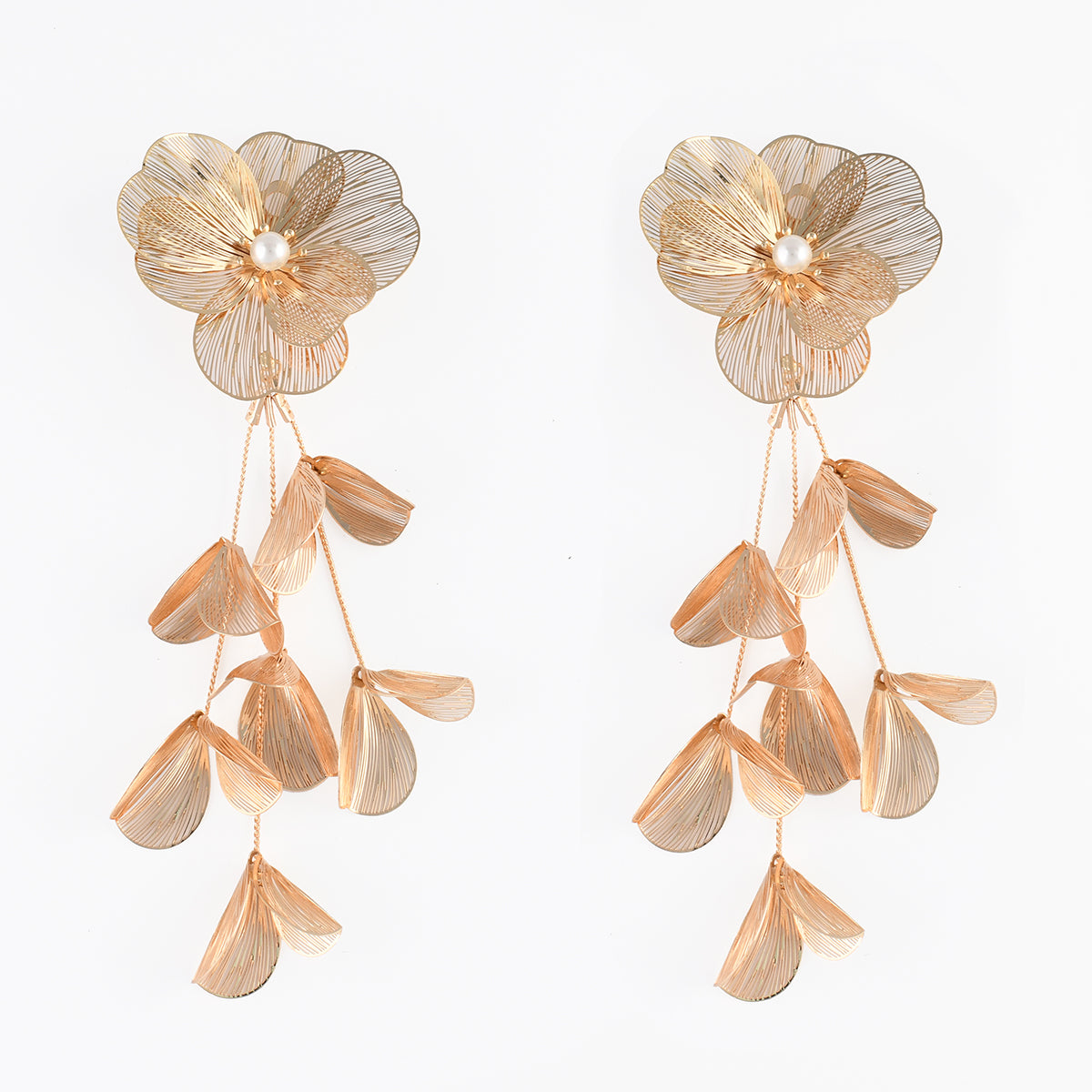 Boucles d’oreilles clips – fleurs filigranées dorées