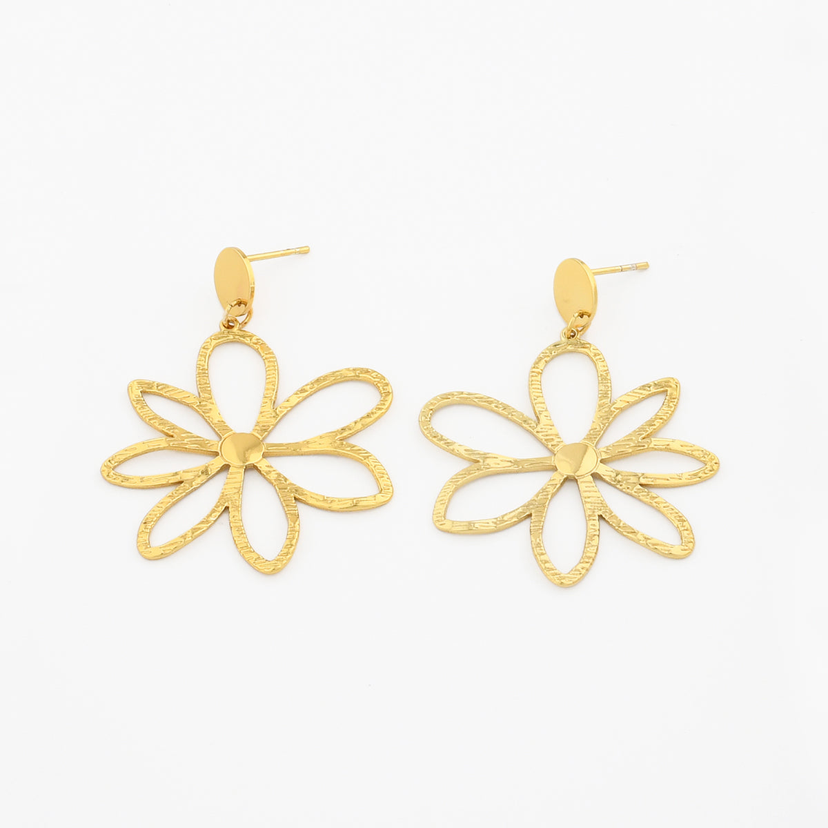 Boucles d'oreilles pendantes fleurs Acier inoxydable