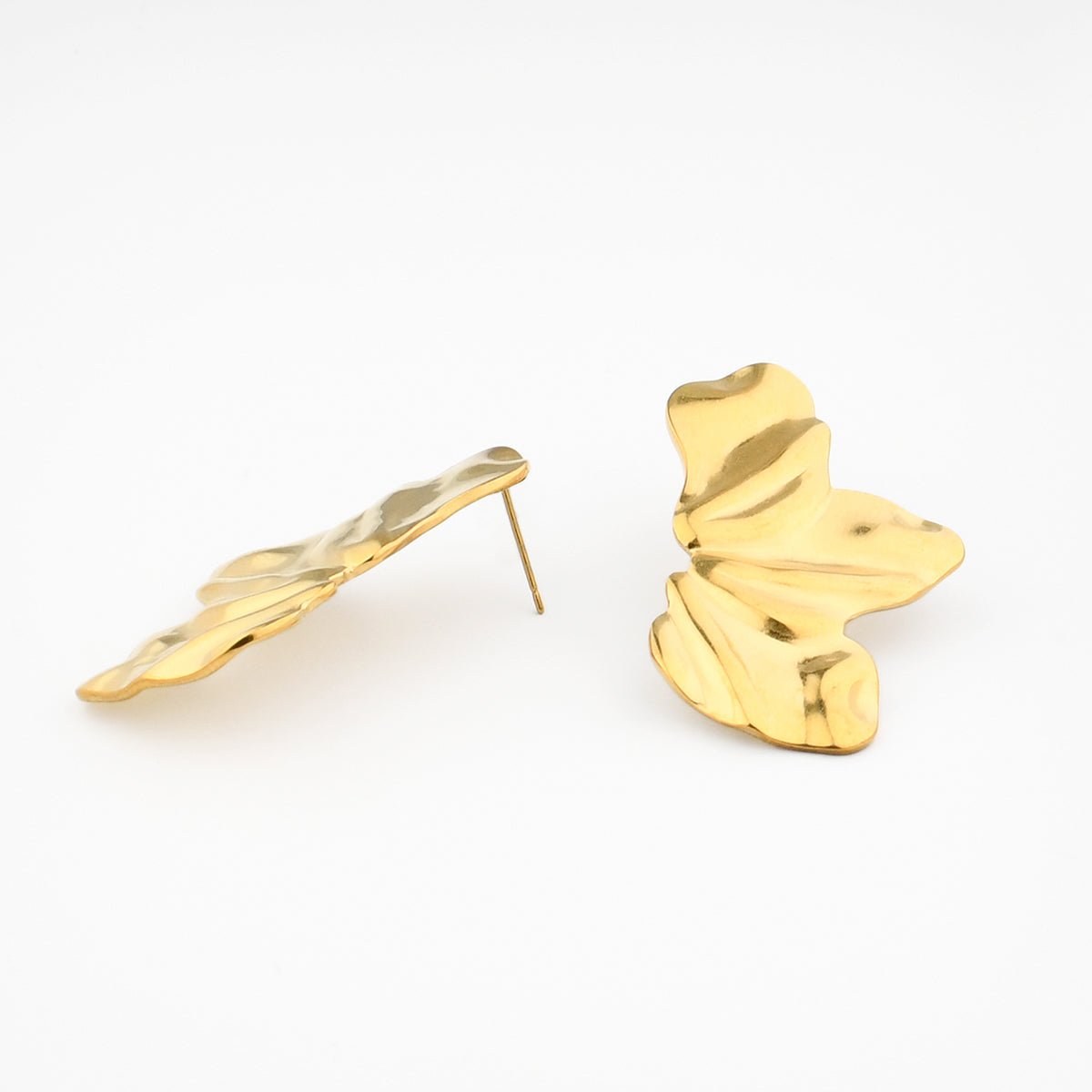 Boucles d'oreilles demi-feuilles acier inoxydable