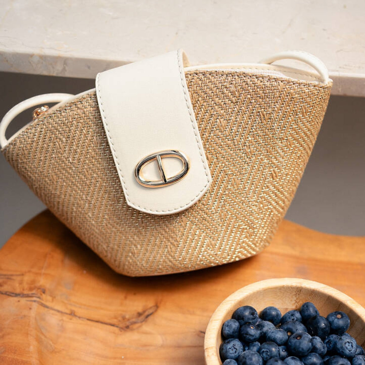 Petit panier à bandoulière écru