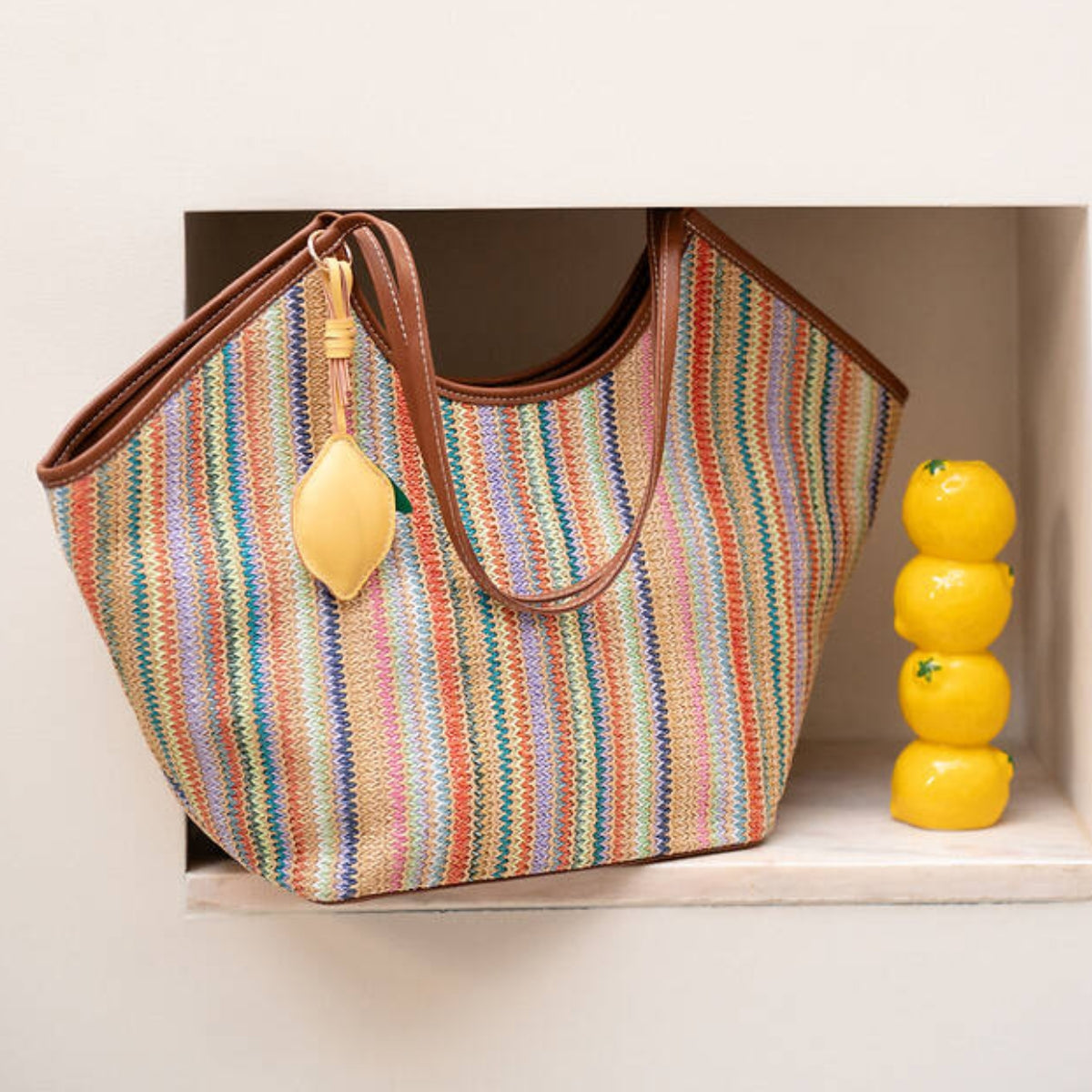 Cabas à rayures multicolores
