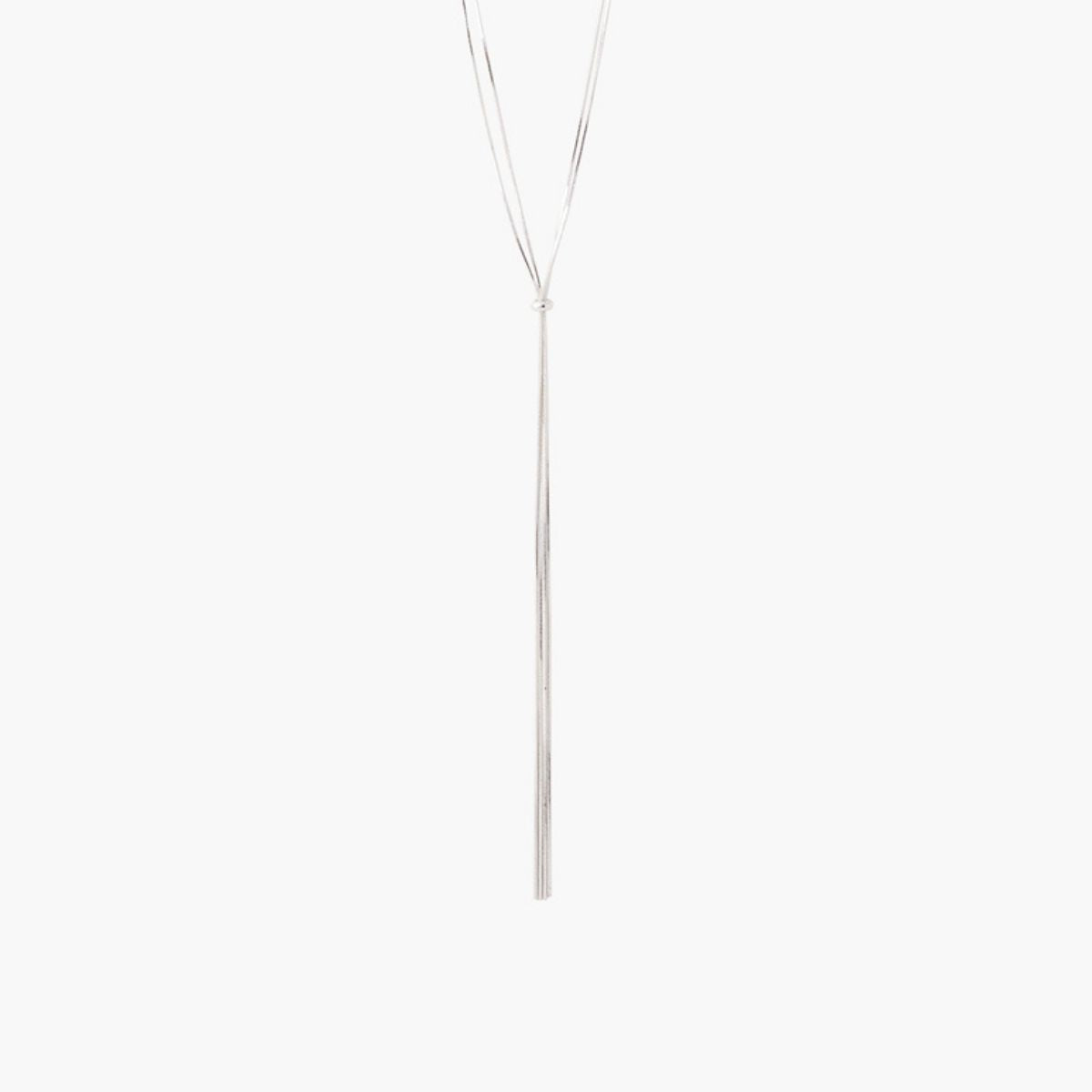 Collier sautoir chaîne argenté