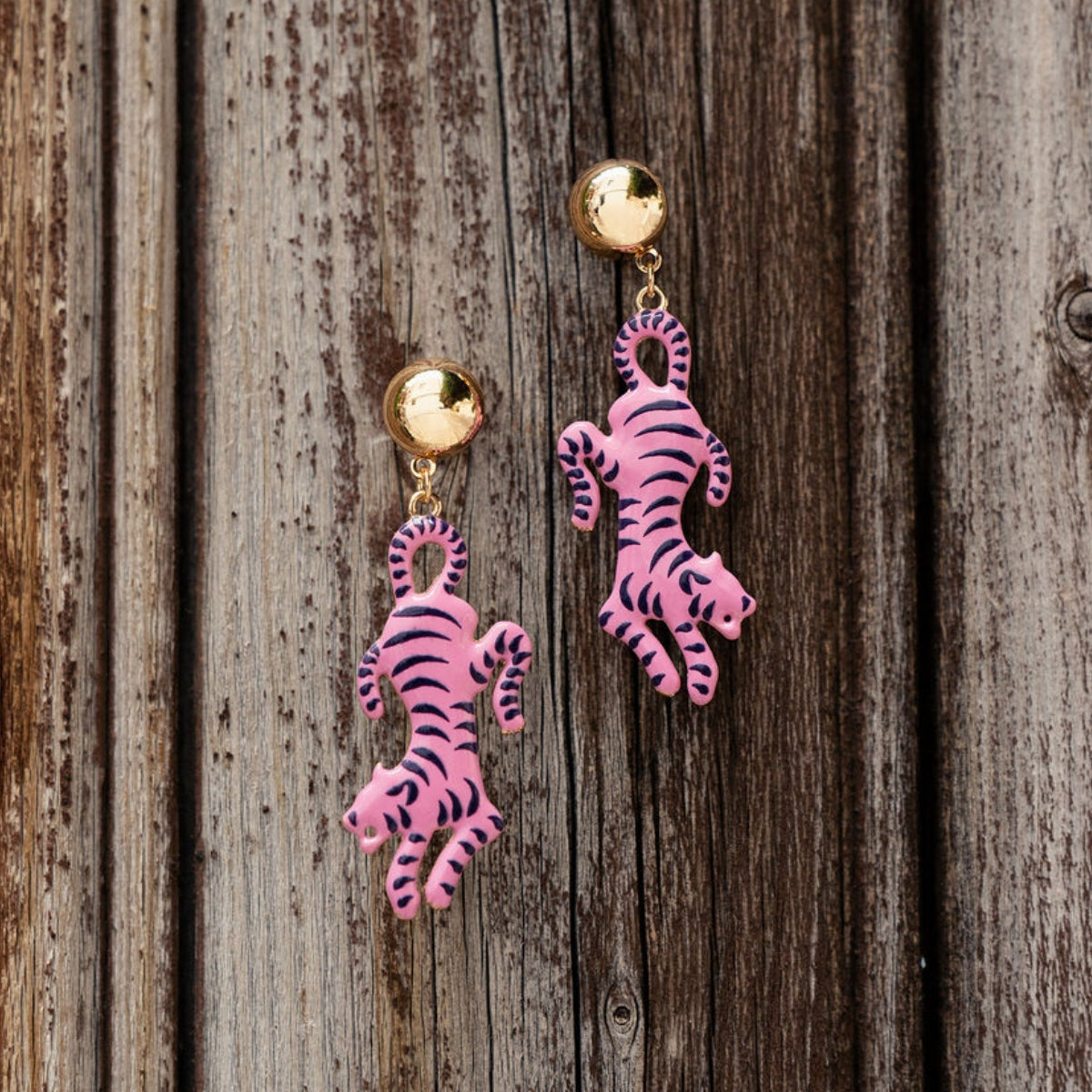 Boucles d'oreilles tigre rose