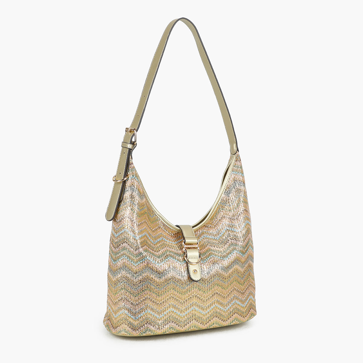 Sac hobo multicolore à motif géométrique