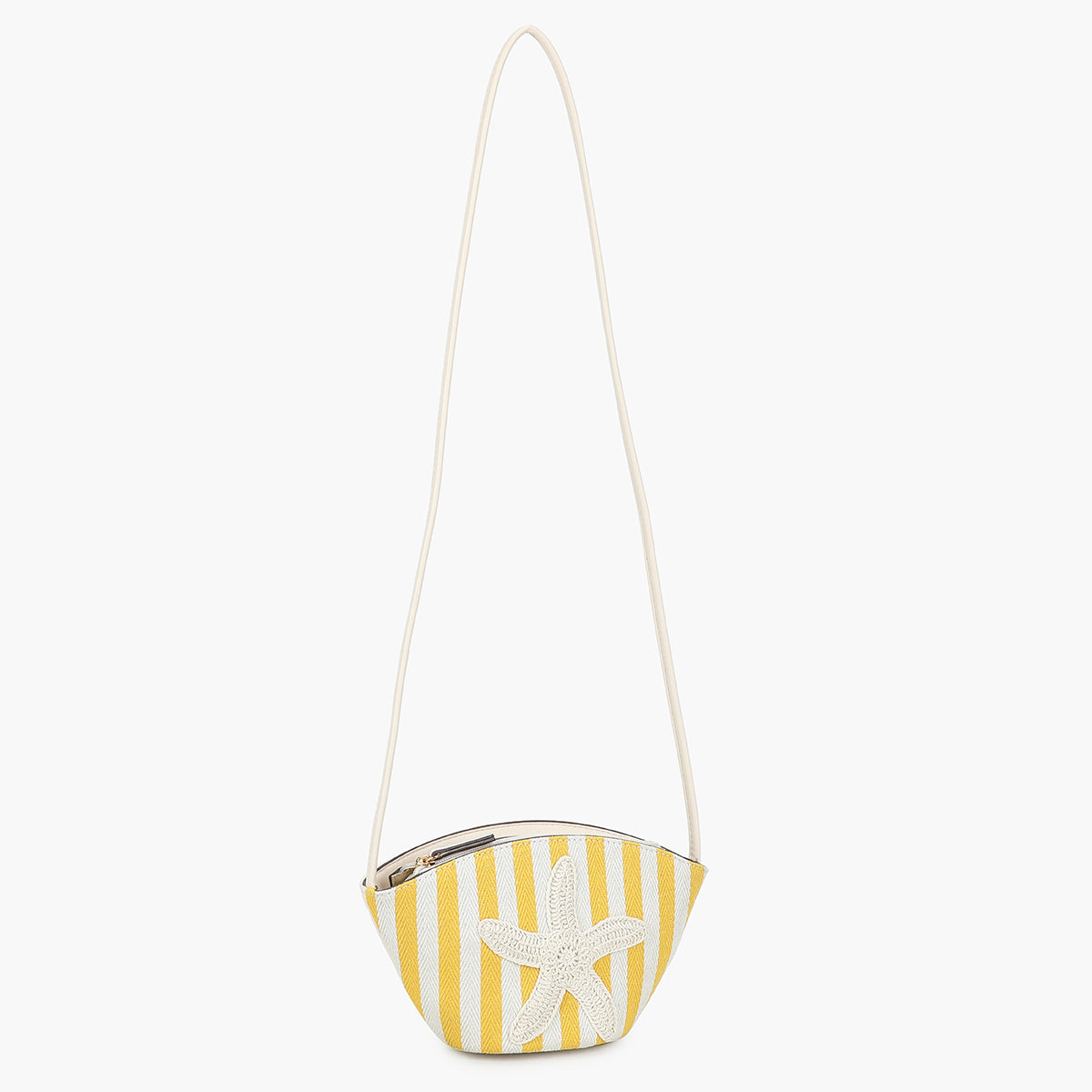 Petit panier étoile de mer à rayures jaune et blanc
