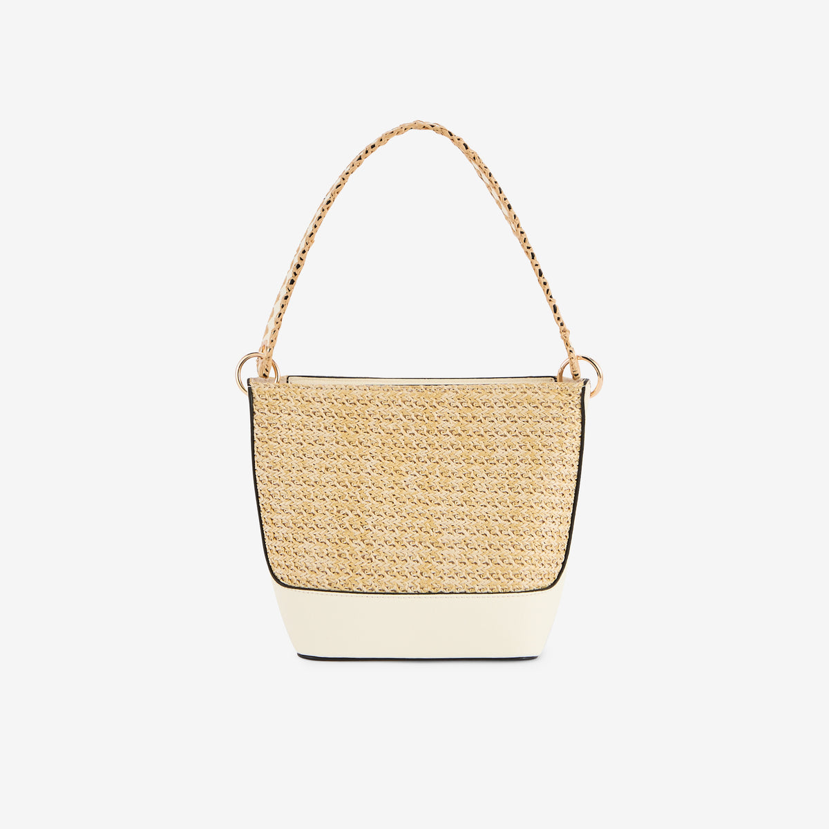 Petit sac seau effet paille blanc