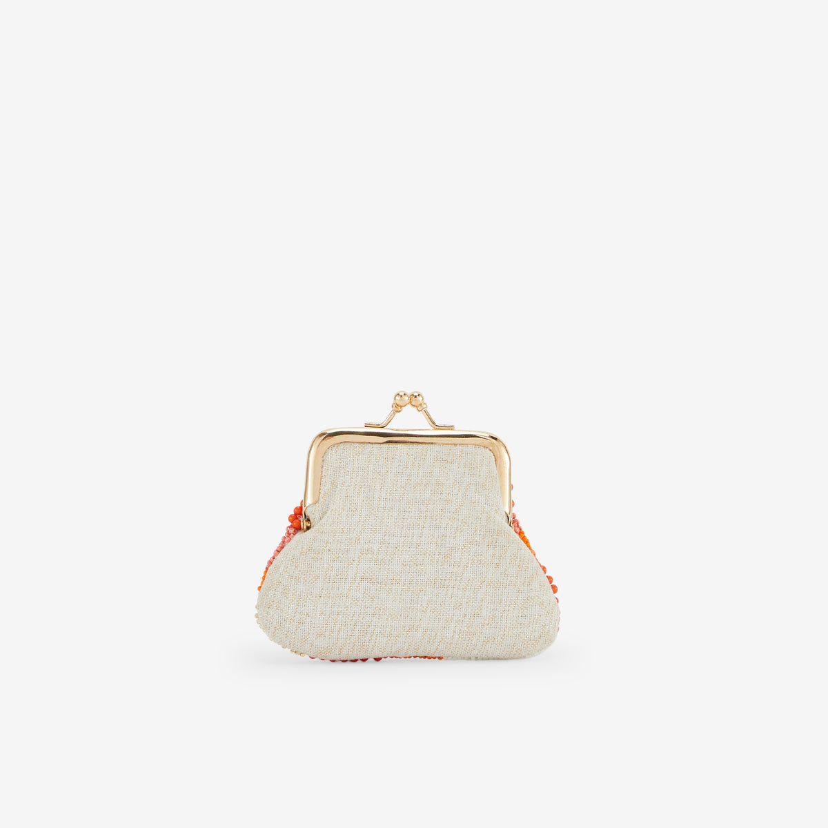 Porte monnaie perles de rocaille orange et blanc