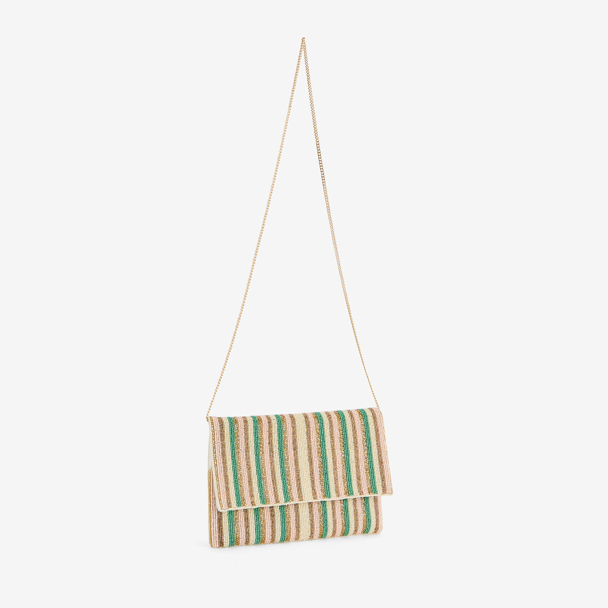 Pochette à rayures perlées