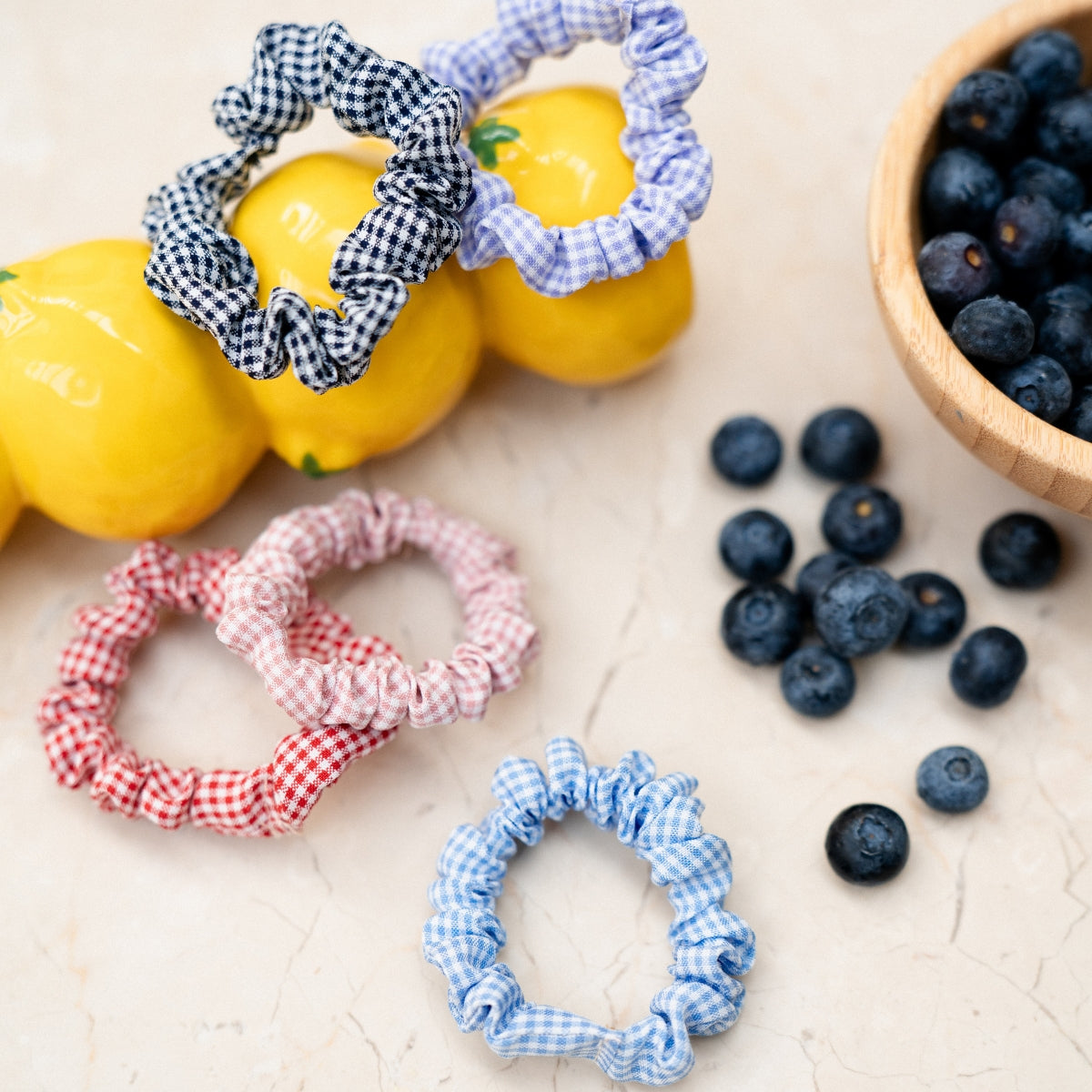 Set de 5 chouchous motif vichy