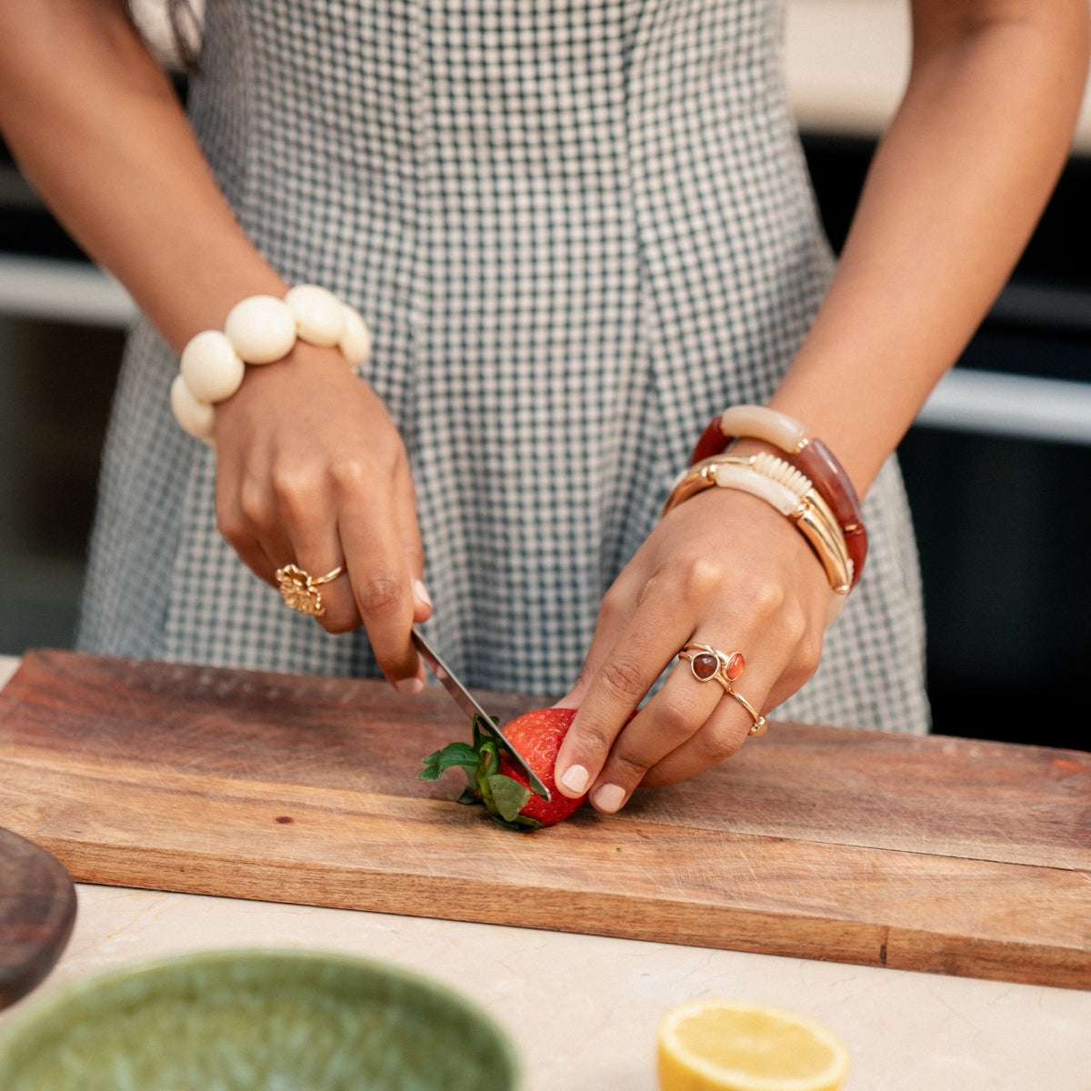 Bracelet tube rouge et ivoire