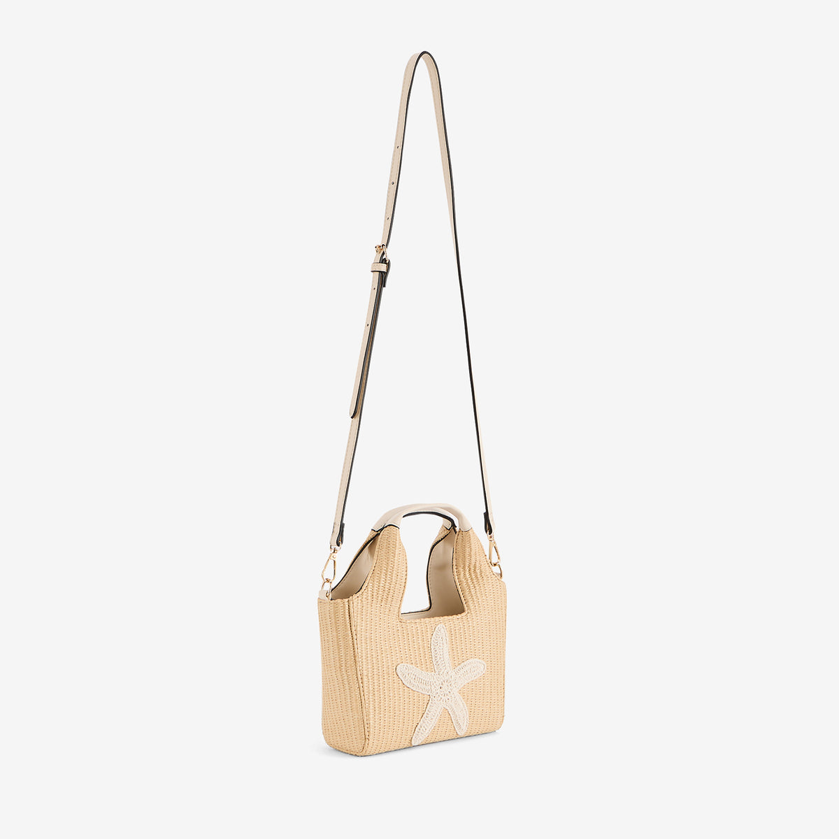 Sac porté main effet paille étoile de mer écru