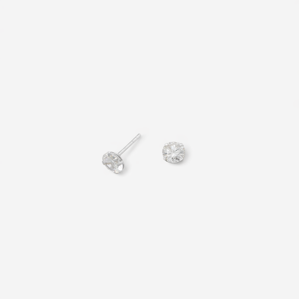 Puces d'oreilles zircon 6 mm - argent 925