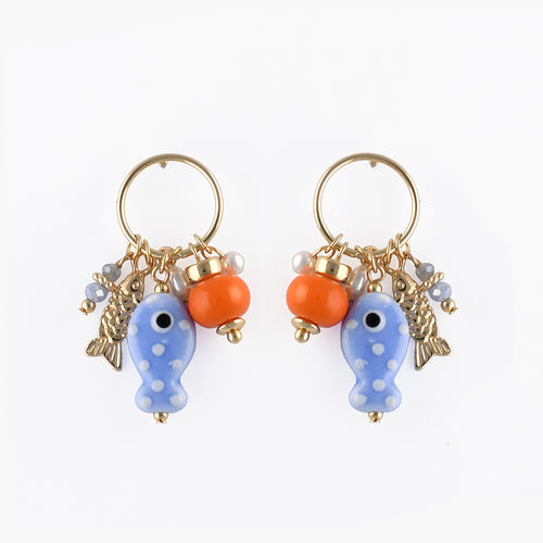 BOUCLES D'OREILLES CHARMS POISSON CÉRAMIQUE