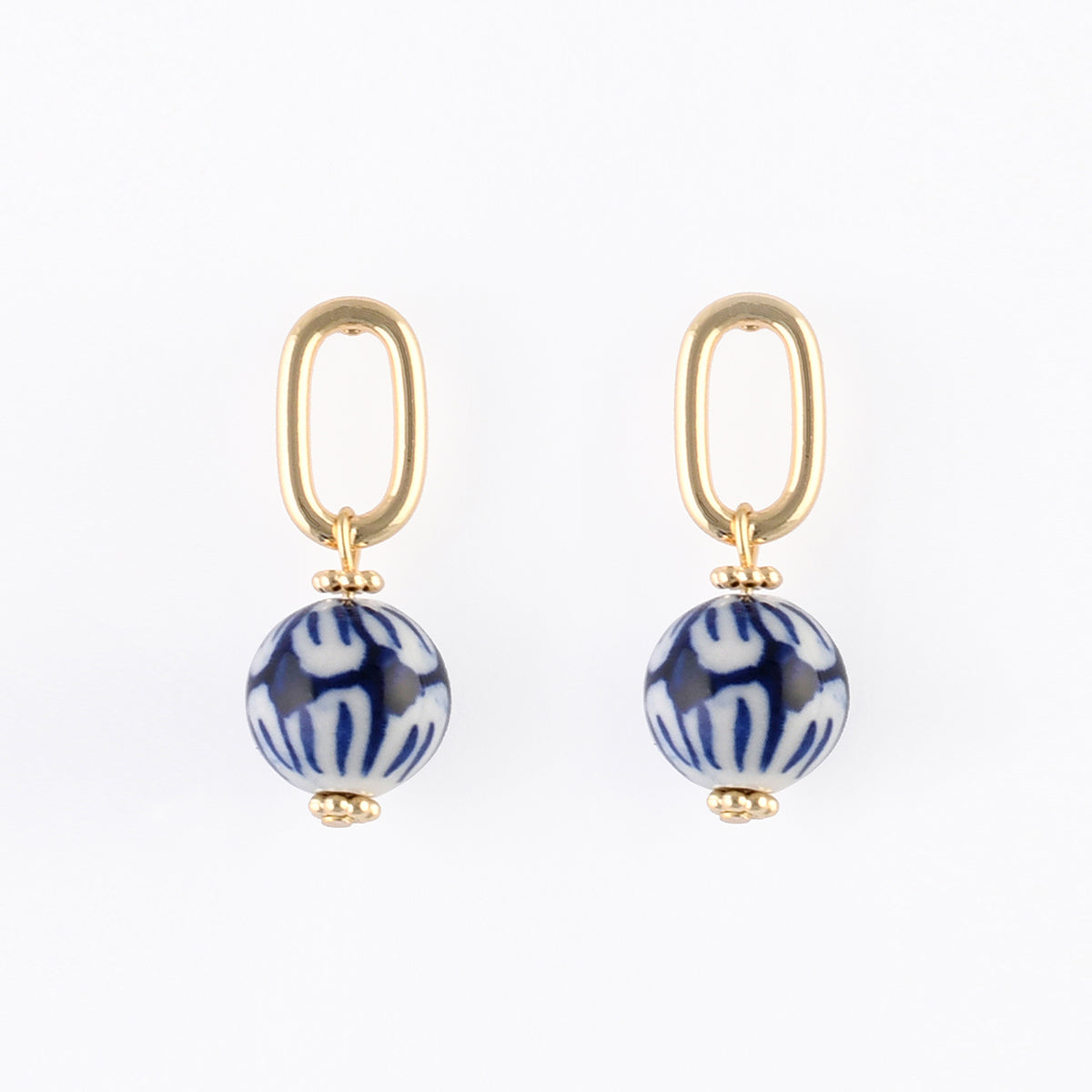 Boucles d'oreilles perle en céramique bleu