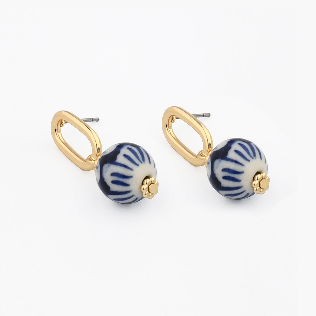 Boucles d'oreilles perle en céramique bleu