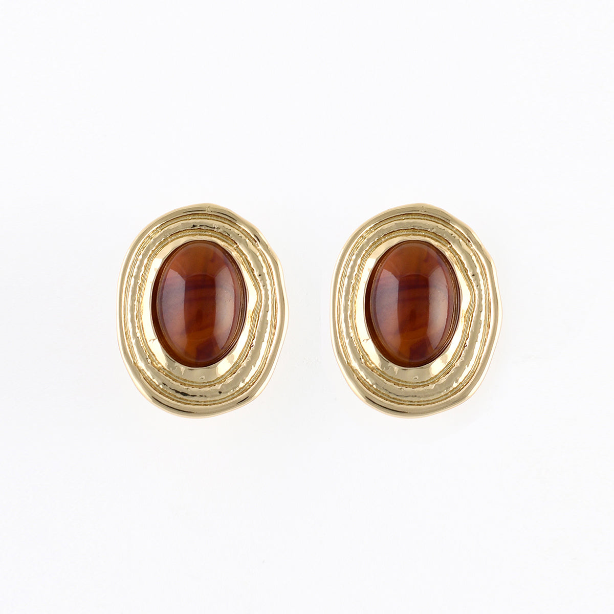 Boucles d'oreilles clips - ovales marron
