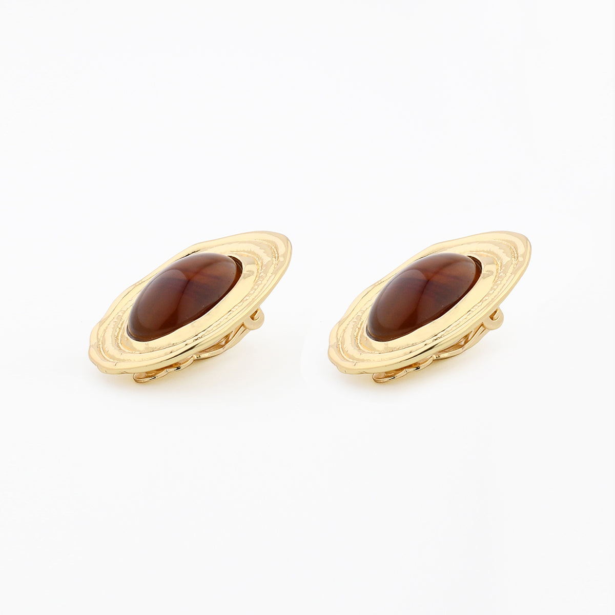 Boucles d'oreilles clips - ovales marron