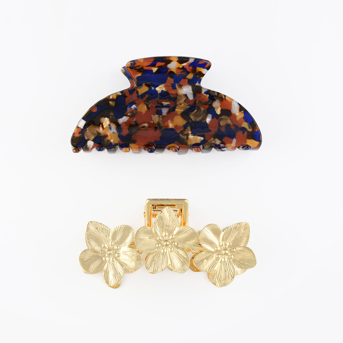 Set de 2 pinces écaille et dorée