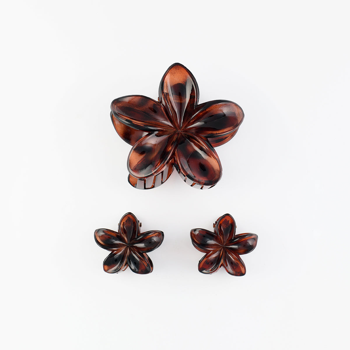 Set de 3 pinces cheveux fleurs tropicales écaille