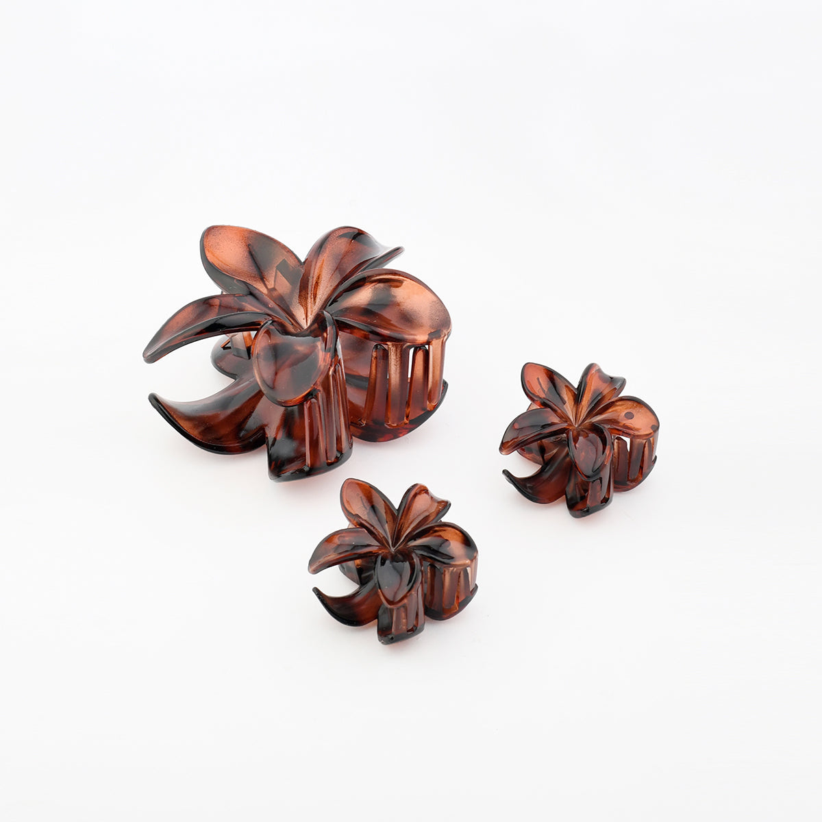 Set de 3 pinces cheveux fleurs tropicales écaille