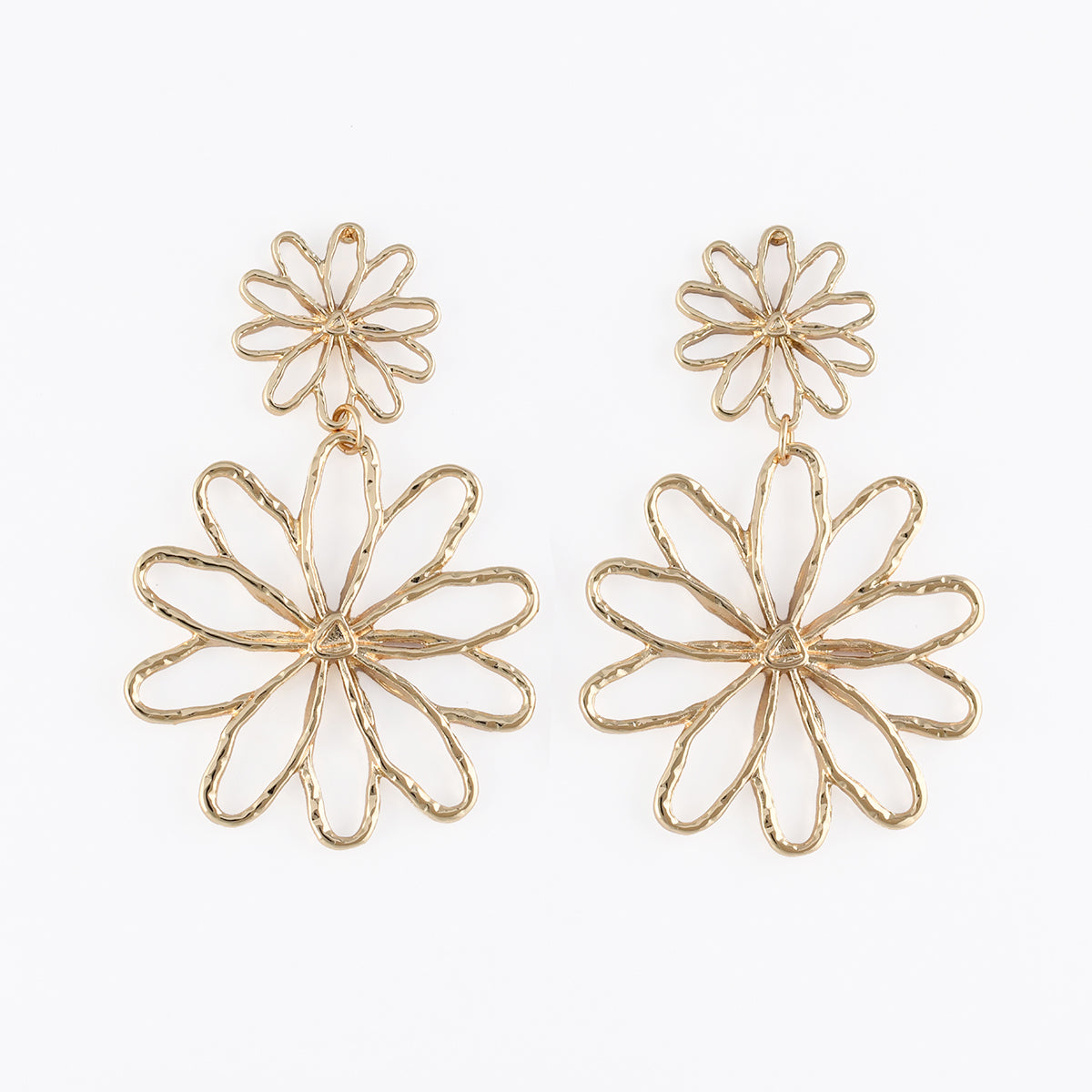 Boucles d’oreilles fleurs filaires dorées